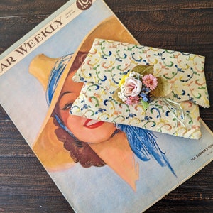 pochette brodée vintage des années 1940 | Porte-monnaie multicolore années 40 | Porte-monnaie des années 30 |