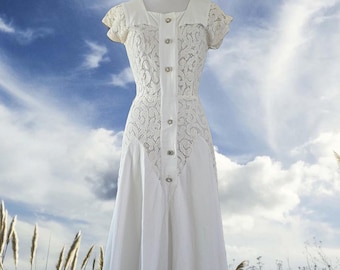 Abito vintage anni '50 Lilli Diamond in pizzo bianco