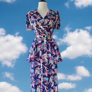 Plus size! 1980s Novelty Print Dress