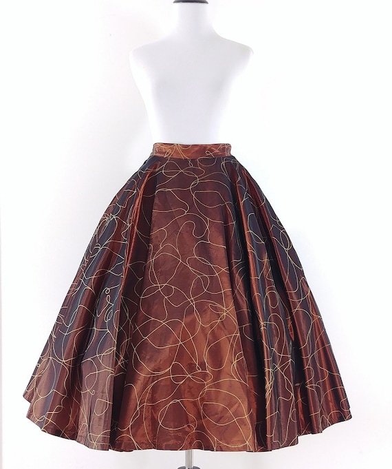 Vintage 1950's Copper Sharkskin Circle Skirt | 50s