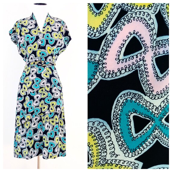 Vintage 1940's Novelty Print Dress | 40s Colorful