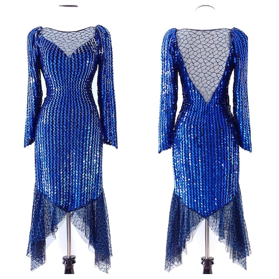 Vintage 1980's Sequin Avant-Garde Dress | 80s Sequ