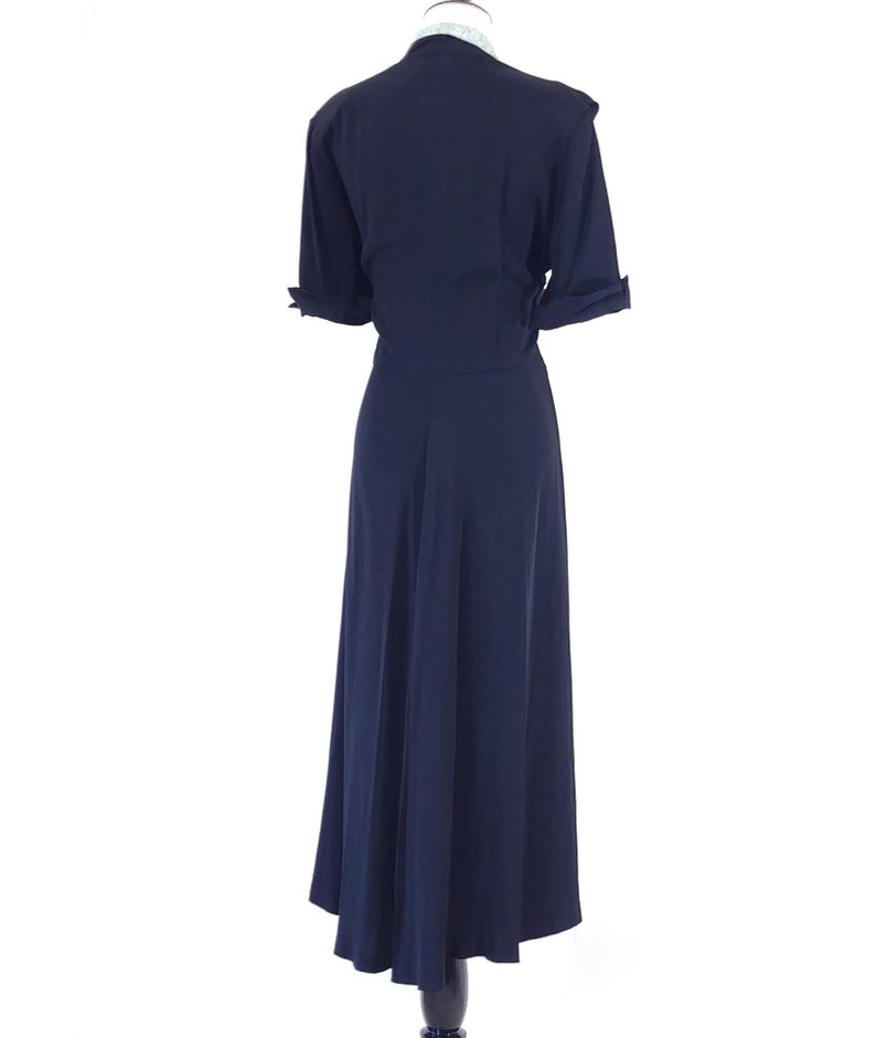 Vintage 1940's Two Tone Black Dress 40s Dress 1940s Color Block Dress image 8