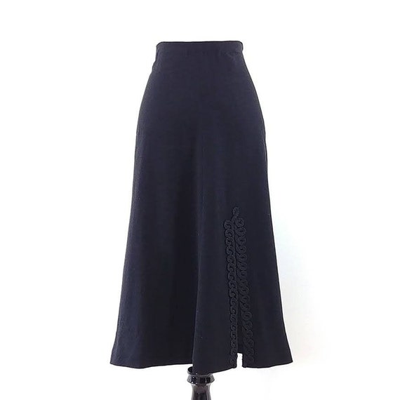 Vintage 1940s Size Large Skirt | 40s Black Wool Sk