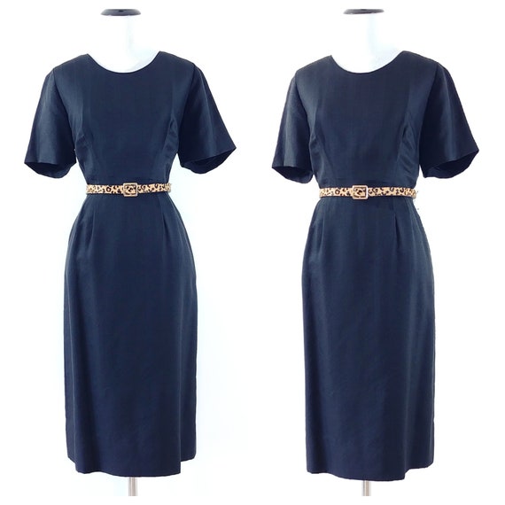 Vintage 1950's Silk Wiggle Dress | 50s Black Penci
