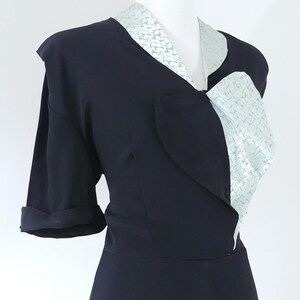 Vintage 1940's Two Tone Black Dress 40s Dress 1940s Color Block Dress image 7