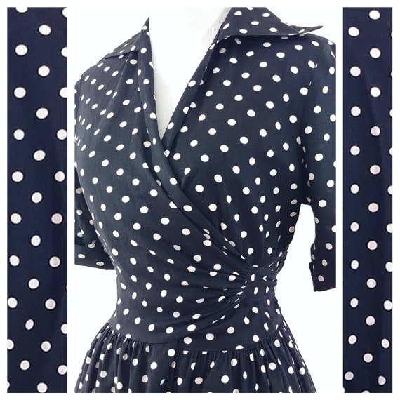 Vintage 1950s Polka Dot Wrap Dress | 50s Wrap Dres