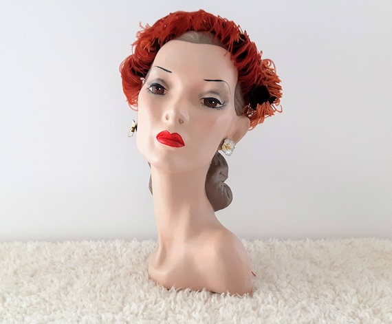 Vintage 1950's Ostrich Feather Half Hat | Vinage 1