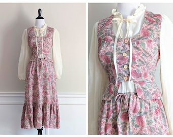 Vintage 1970s Dress Set | 70s Peasant Dress | 70's Hippie Dress |