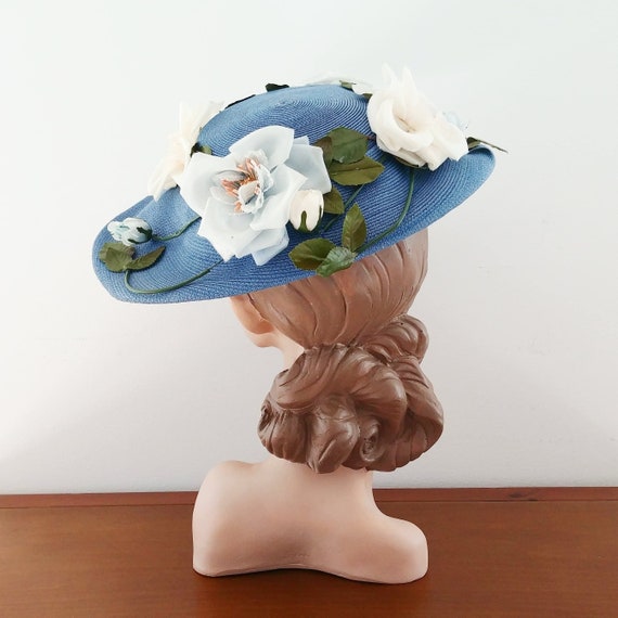 Vintage 1950s New Look Hat | 50s Floral Hat | 50's