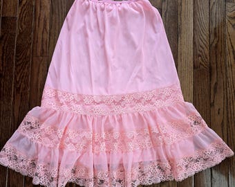 Sottoveste vintage anni '50 / Sottoveste rosa anni '50 / Sottoveste in pizzo anni '50 /