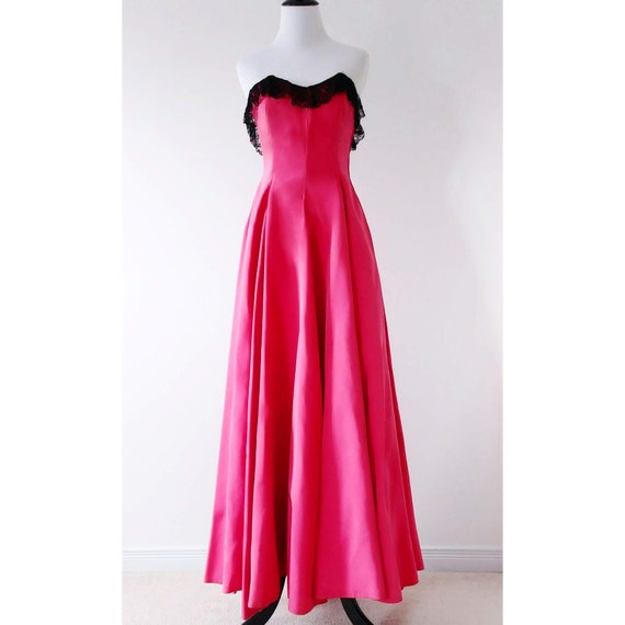 Rare 1930's Germaine Monteil Pink Gown With Black… - image 3