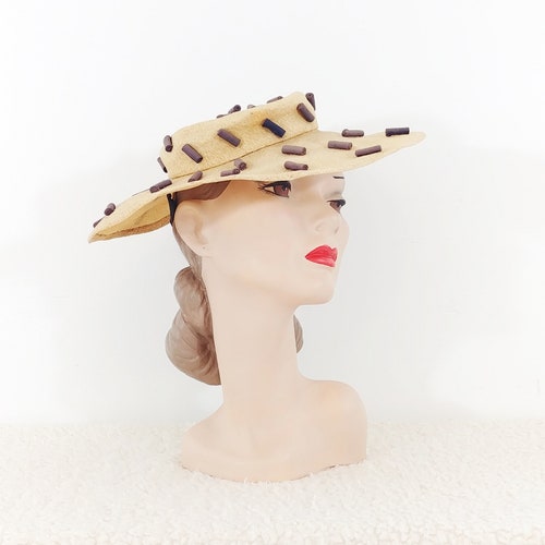 Vintage 1940s Hat | 40s Large shops Hat | 40's Novelty Hat | 1940's Wide Brim Hat |