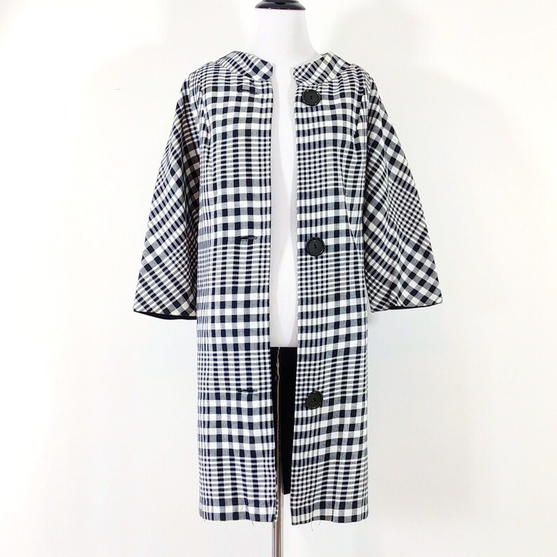 Vintage 1960s Coat 1950s Jacket 50s/60s Black and White Etsy