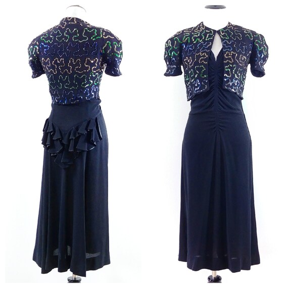 Vintage 1940's Dress Set | 40s Sequin Dress | 1940