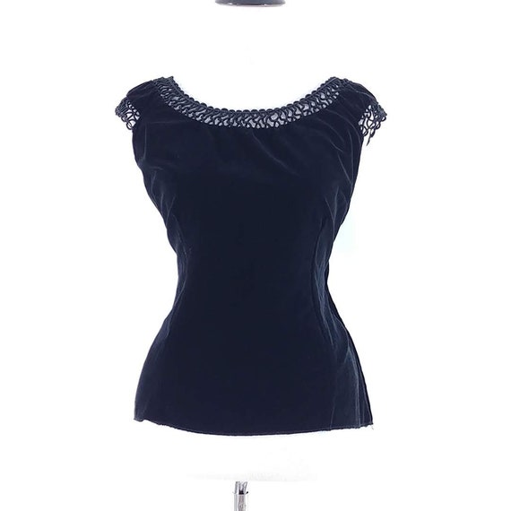 Vintage 1950s Black Velvet Top | 50s Top | 50s Blo