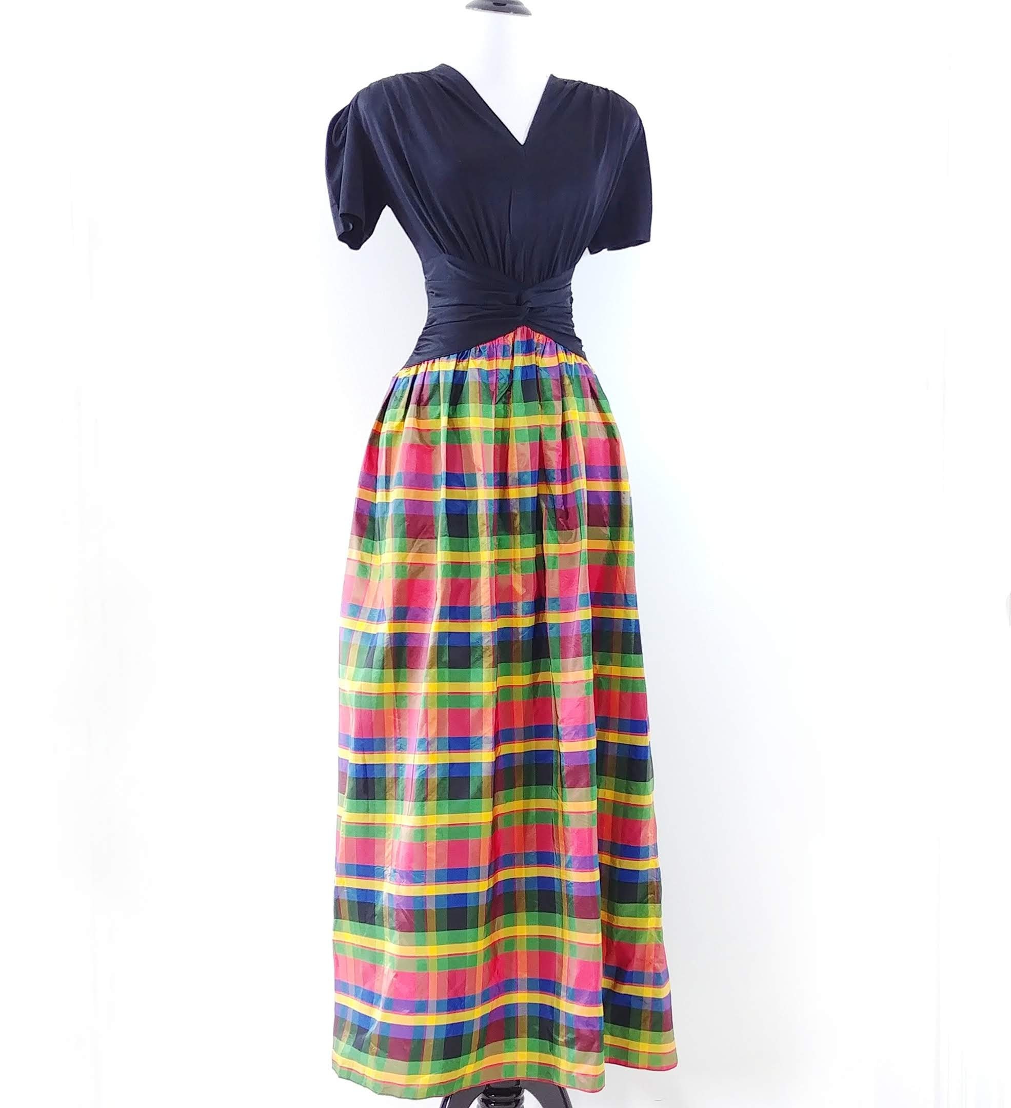Vintage 1930s 1940s Rayon Jersey Plaid Gown 40s Gown 30s - Etsy