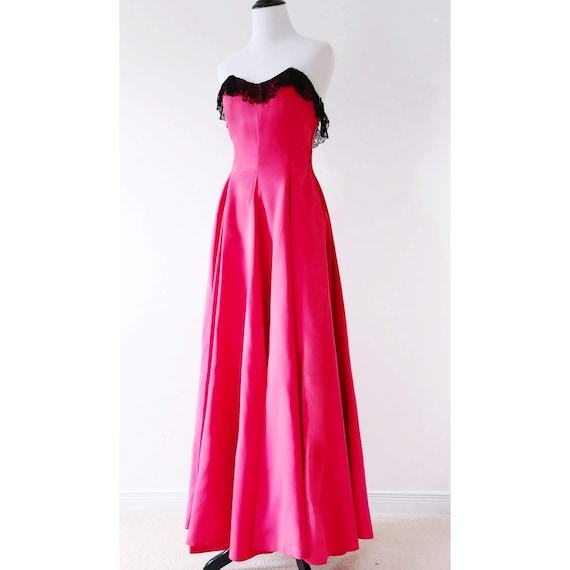 Rare 1930's Germaine Monteil Pink Gown With Black… - image 5