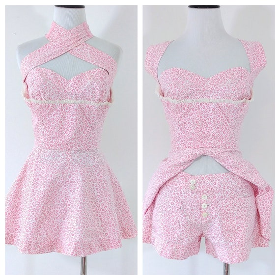 Vintage 1940's Playsuit | 40's Top and Shorts | 40