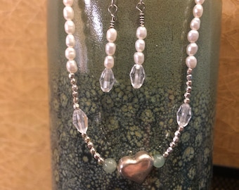 Sterling silver and Pearl set