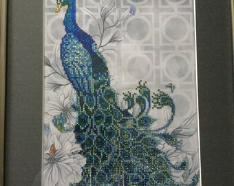 Enmarcado 3D Rhinestone Peacock