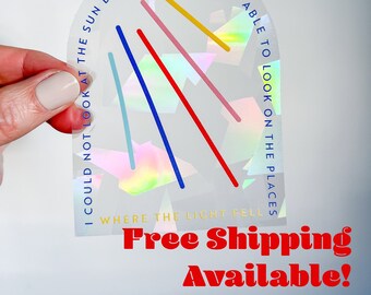 Sun Catcher Sticker | Inspirational Quote | Encouragement | Rainbow Window Sun Catcher Decal | Hope | Saint Augustine