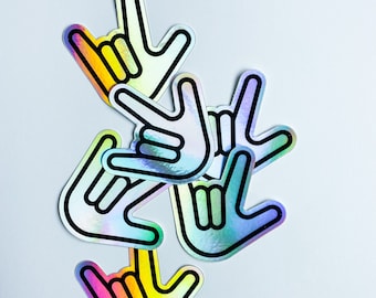 ILY ASL Sticker • I Love You Hand Design Sticker | I Love You Hand Gesture Outline | Gift for sign language teacher