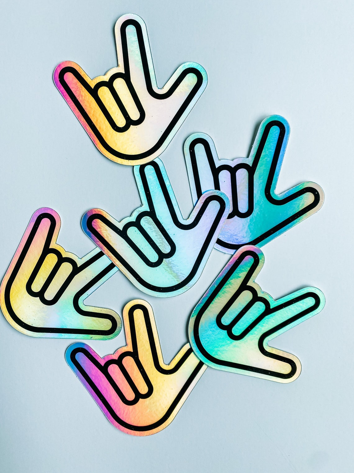 ILY ASL Sticker Iridescent holographic simple sticker | Etsy