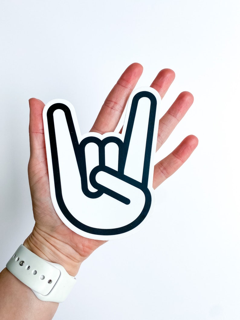 Rock on Hand Sign Decal | Rock and Roll Laptop Sticker | Rock & Roll ...