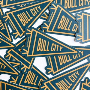 Bull City Sticker | Pennant | Durham NC | vinyl laptop sticker | Discover Durham | RDU | Triangle