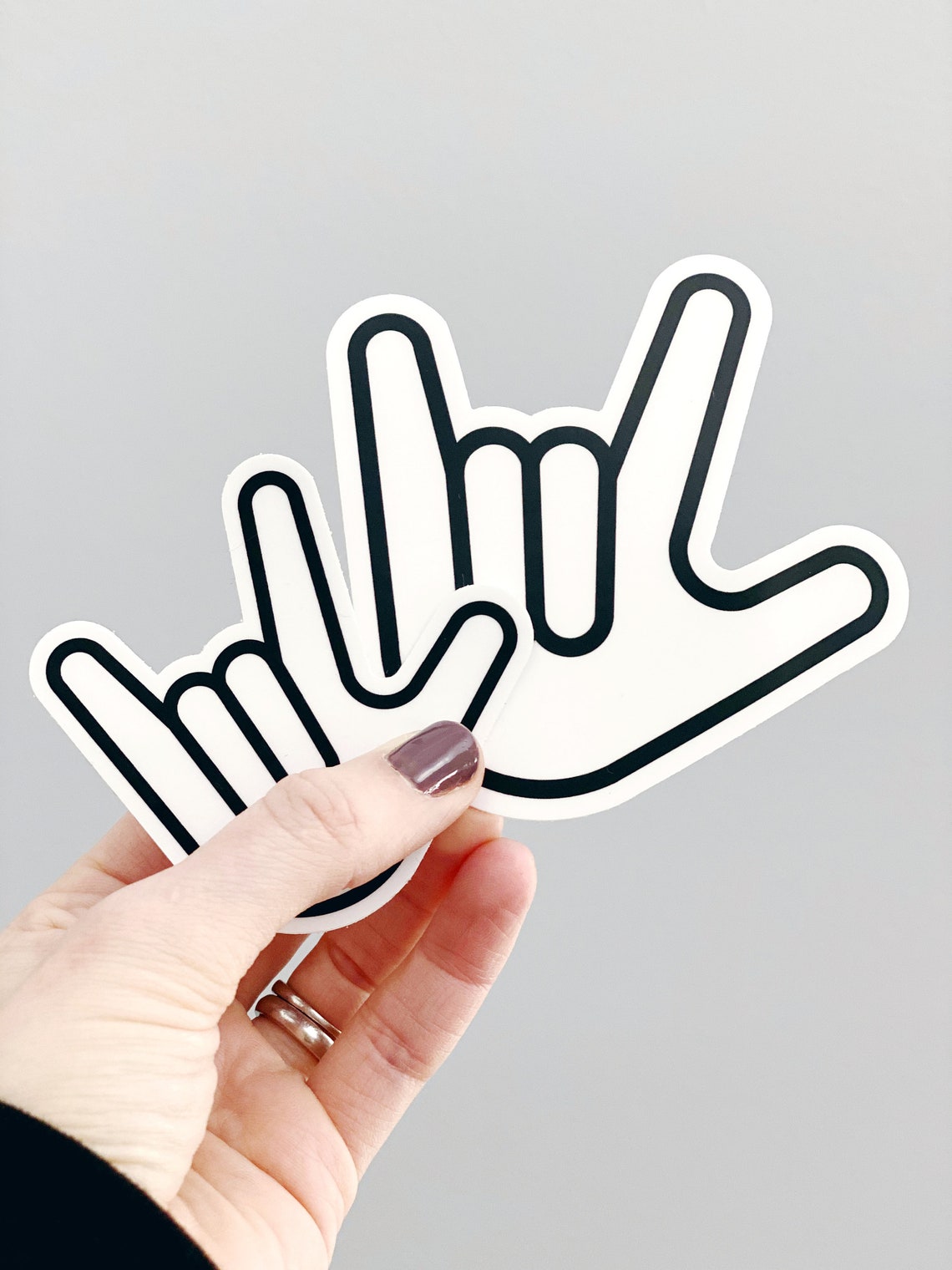 ILY ASL Sticker simple black and white sign language I | Etsy