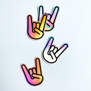 Rock On Hand Sign Decal | rock and roll laptop sticker | Rock & Roll hand gesture outline