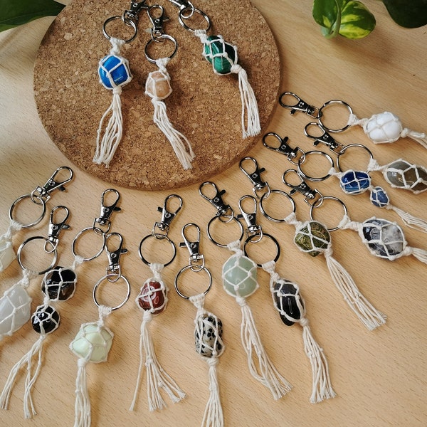 Gemstone Keyring, Macrame Gemstone Keyring, Macrame Keychain, Gemstone Accessories