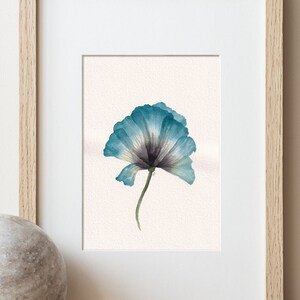 Blue Flower* aquarel, aquareltekening, botanische natuurlijke illustratie, minimalistische bloementekening, minimalistische decoratie