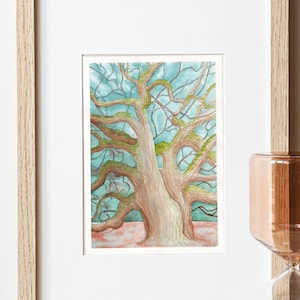 Albero antico* dipinto originale, fantasy disegno acquerello, illustrazione natura, paesaggio, albero dipinto, foresta, bosco, acquerello