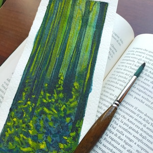 Bosco ombroso* dipinto originale, disegno acquerello, illustrazione foresta, paesaggio naturale, foresta verde, paesaggio acquerello