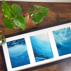 STAMPA "Tre Mari", Stampa d'arte, Disegno marino, quadro oceano, Stampa giclée, 3 decorazioni parete, acqua del mare, minimalista