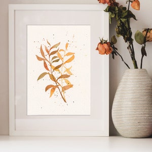 Composizione autunnale* dipinto originale minimal, design arte floreale moderna, quadro arredo botanico, decorazione minimalista, acquerello