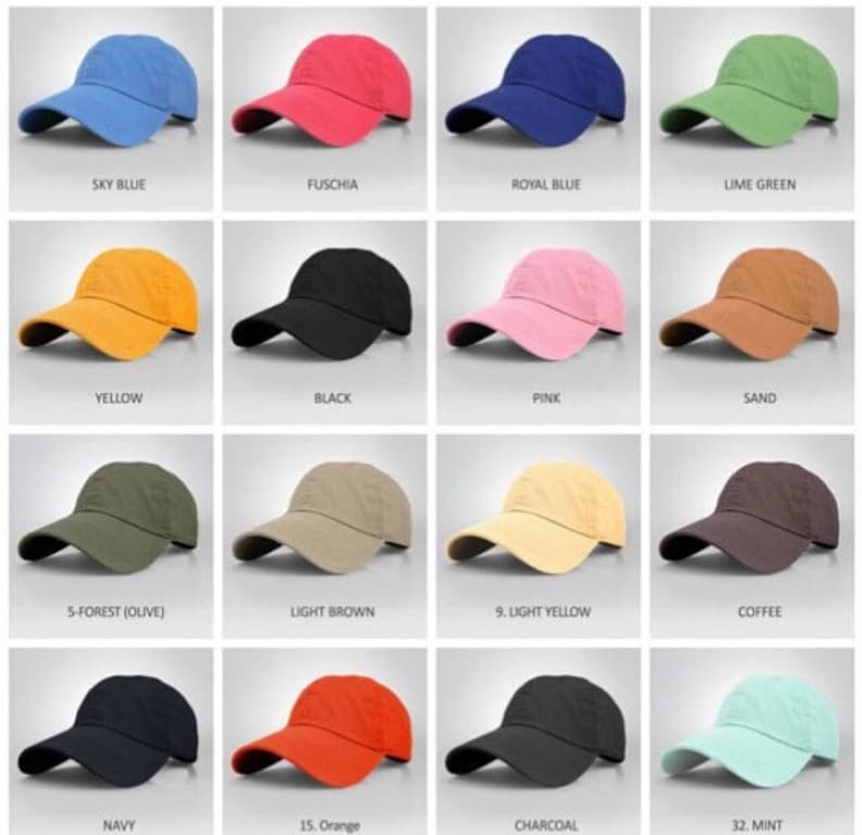 Quality Plain Baseball Caps 25 Color Options Blue Yellow Etsy