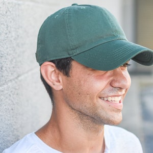 Dark Green Baseball Cap - Men/Womens - Plain - Quality - 100 % Cotton Hat