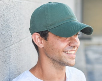 Dark Green Baseball Cap - Men/Womens - Plain - Quality - 100 % Cotton Hat