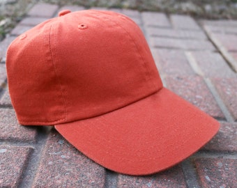 Burnt Orange Baseball Cap | Mens or Womens | Plain Hat | Adjustable Size | Vintage 1970s Color Inspiration | Earthy Tone | Neutral |