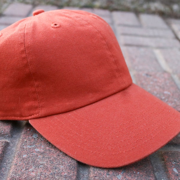 Burnt Orange Baseball Cap | Mens or Womens | Plain Hat | Adjustable Size | Vintage 1970s Color Inspiration | Earthy Tone | Neutral |