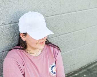 White Baseball Cap - Men/Womens - Plain - Quality - 100 % Cotton Hat
