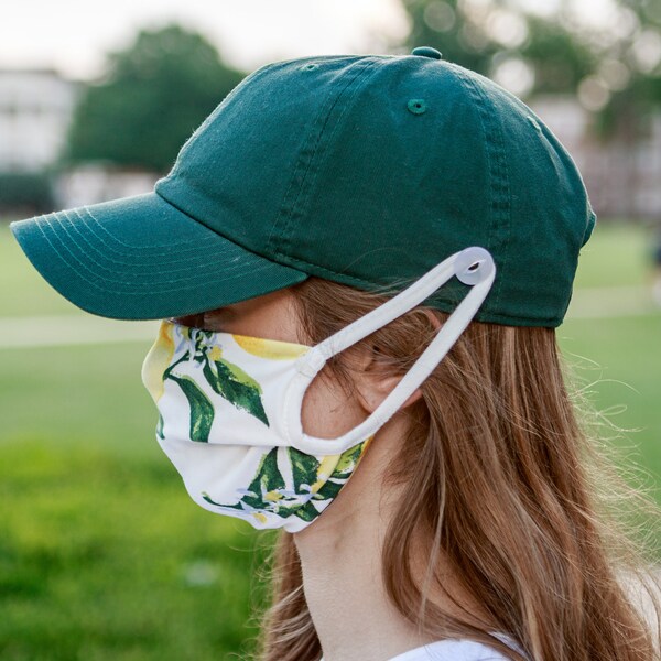 Ear Saver Baseball Cap For Face Masks| Adult | 25 options | Button Clasp | Mask Holder | Safety Product | Mask Not Included | Adjustable