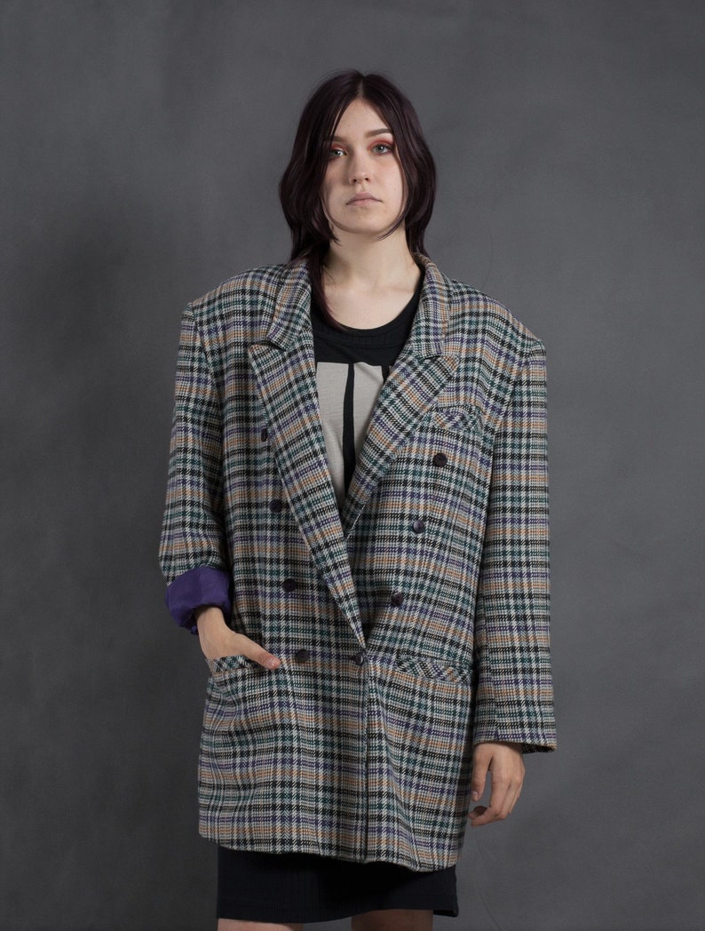 Vintage 90s checkered jacket \u2022 Womens boyfriend plaid blazer \u2022vintage clothing \u2022 Vintage clothing