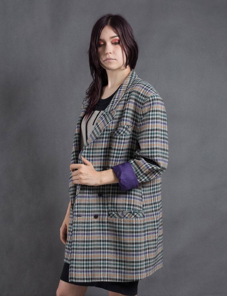 Vintage 90s checkered jacket \u2022 Womens boyfriend plaid blazer \u2022vintage clothing \u2022 Vintage clothing