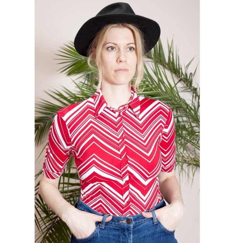 Short Sleeve 90s Womens Vintage Hippie Zic Zac Shirt Etsy UK