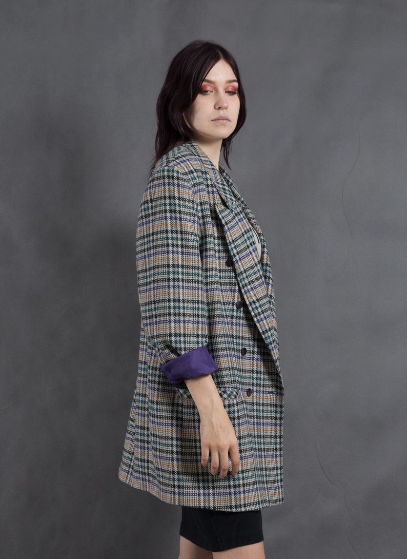 Vintage 90s checkered jacket \u2022 Womens boyfriend plaid blazer \u2022vintage clothing \u2022 Vintage clothing