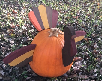 Fall Wooden Turkey, Pumpkin Fall Decor, Thanksgiving decor, Pumpkin Turkey Kit, Hand Painted